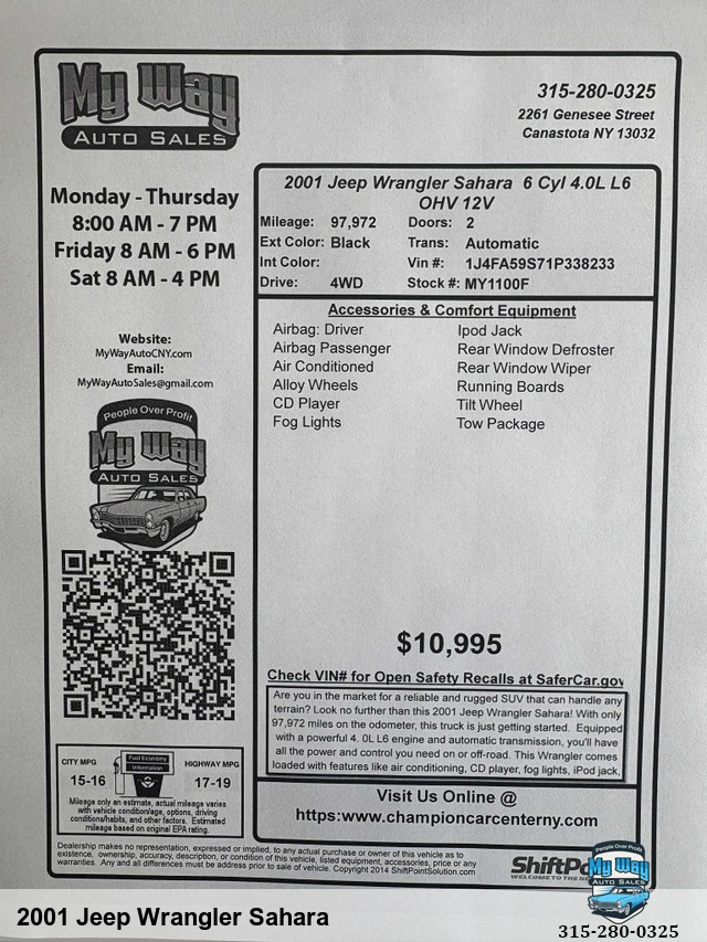 2001 Jeep Wrangler Sahara
